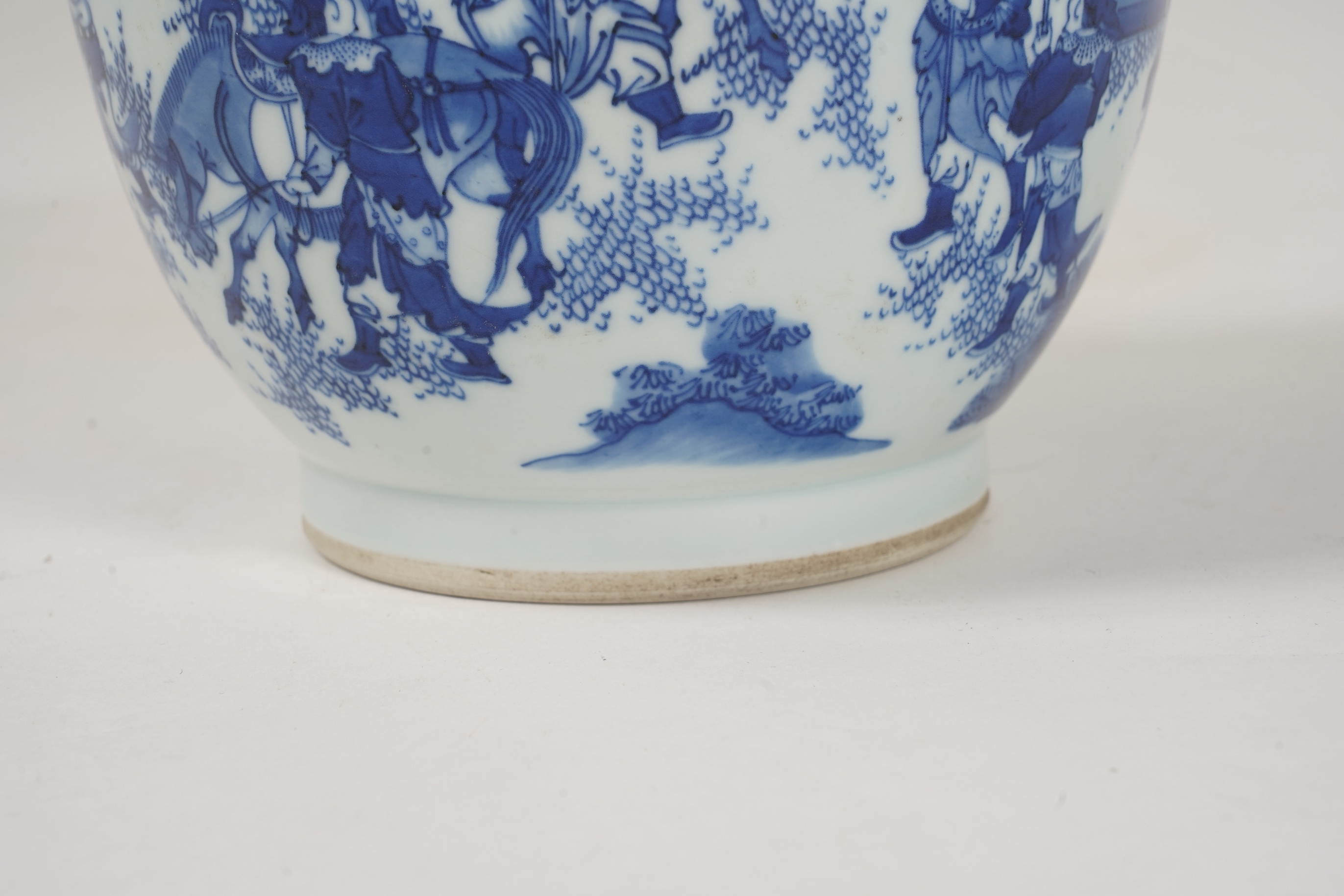 A Chinese blue and white lantern shaped vase, probably Chongzhen period